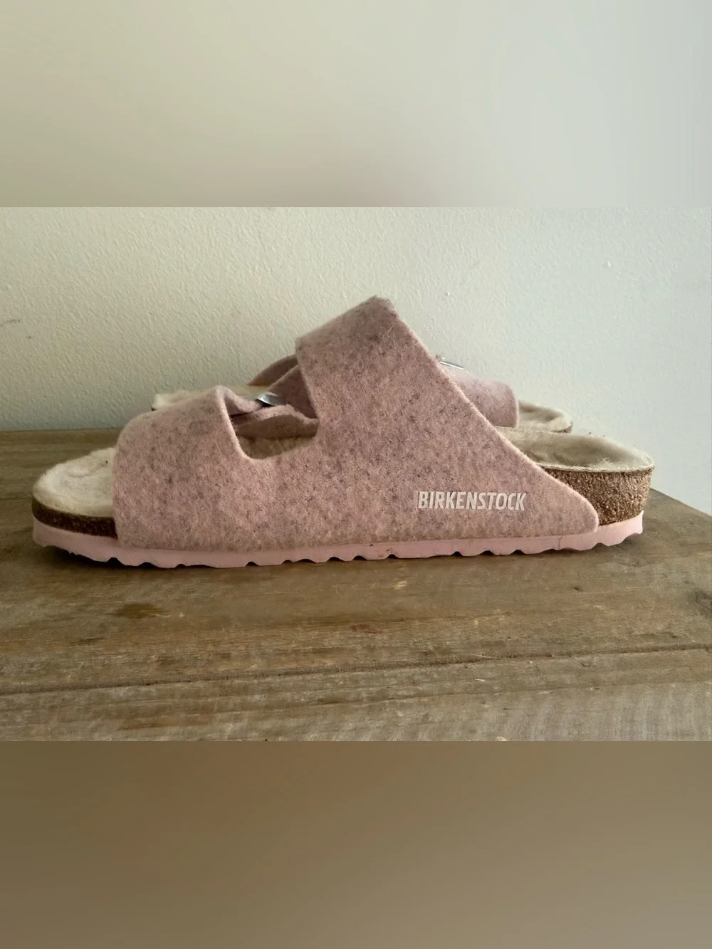 Birkenstock Pink Shearling Two-Strap Sandals